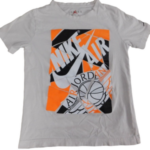 Nike Air Jordan Youth Large White Orange Black Graphic Tee Athletic T-shirt